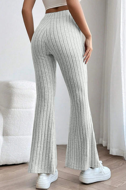 Basic Bae Full Size Ribbed High Waist Flare Pants – Uneeque Designzz
