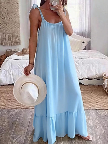 Sleeveless Tie Strap Flowy Maxi Dress Casual Everyday – Uneeque Designzz