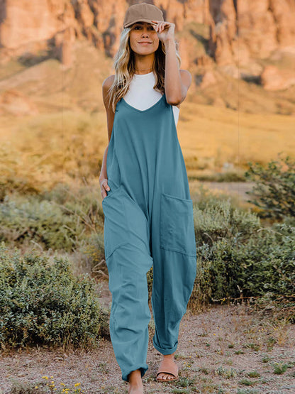 Double Take Full Size V-Neck Sleeveless Jumpsuit with Pockets – Uneeque Designzz