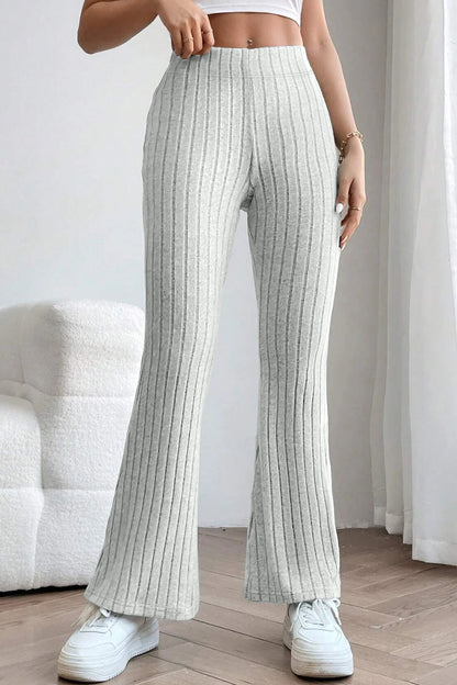 Basic Bae Full Size Ribbed High Waist Flare Pants – Uneeque Designzz