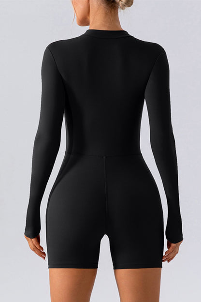 Half Zip Long Sleeve Active Romper – Uneeque Designzz
