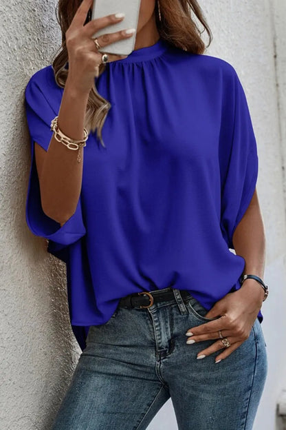 Tie Back Slit Half Sleeve Blouse – Uneeque Designzz