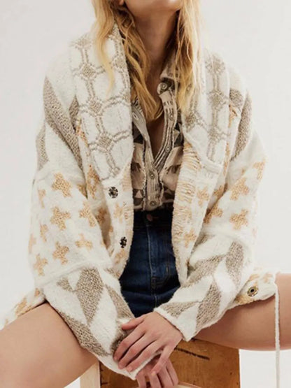Long Sleeve Collared Button Front Cardigan One Size – Uneeque Designzz