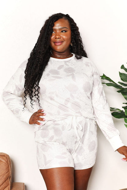 Double Take Floral Long Sleeve Top and Shorts Loungewear Set – Uneeque Designzz