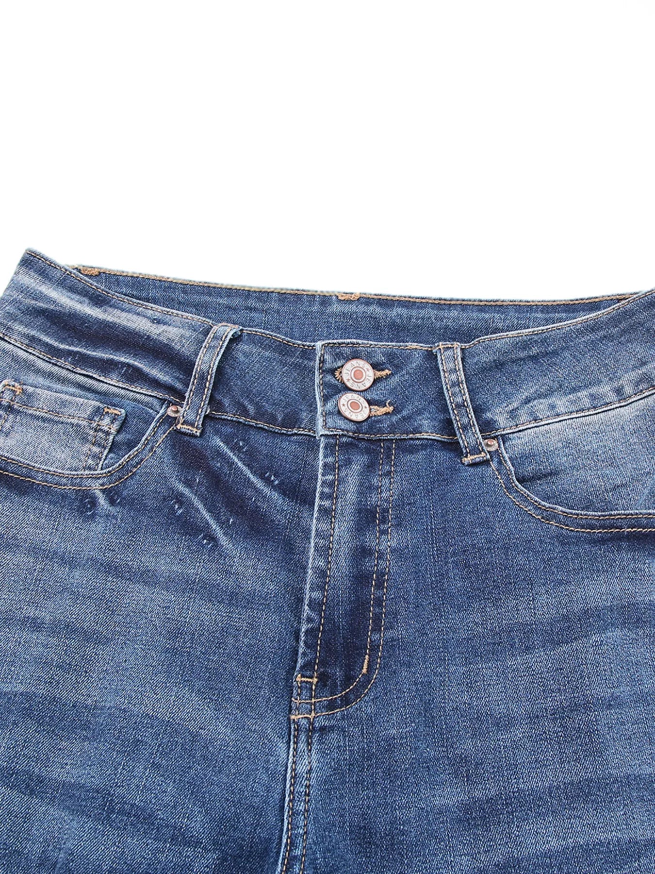 High Waist Distressed Straight Leg Jeans by Trendsi