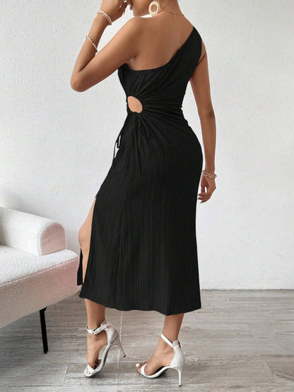 Side Slit Cutout Single Shoulder Dress – Uneeque Designzz