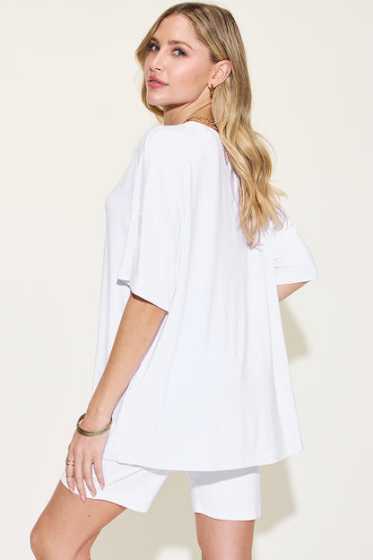 Basic Bae Full Size V-Neck Drop Shoulder T-Shirt and Shorts Set – Uneeque Designzz