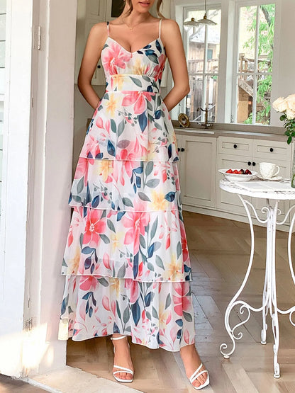 Floral Layered Maxi Cami Dress – Uneeque Designzz