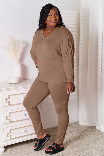 Basic Bae Full Size V-Neck Soft Rayon Long Sleeve Top and Pants Lounge Set – Uneeque Designzz