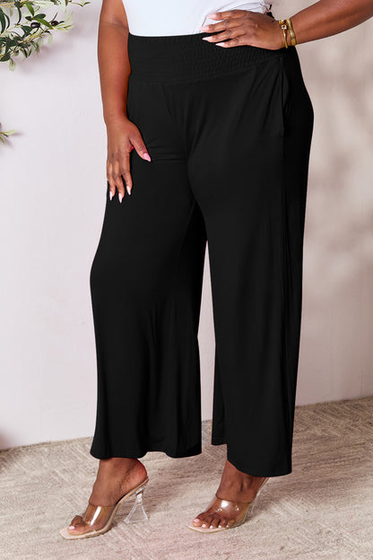Double Take Full Size Smocked Wide Waistband Wide Leg Pants – Uneeque Designzz
