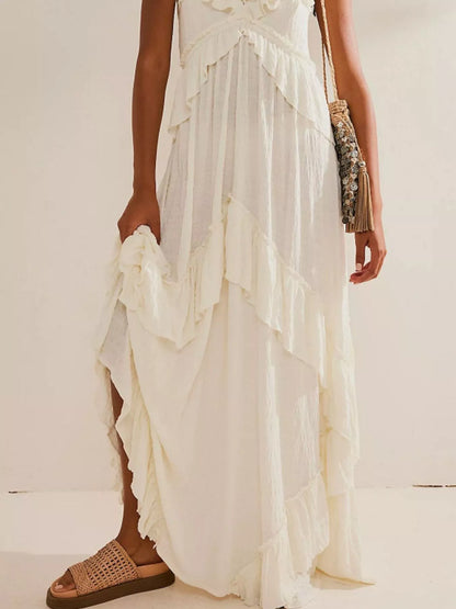 Ruffled Halter Maxi Dress – Flowy & Feminine – Uneeque Designzz