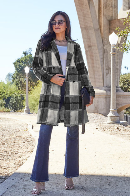 Double Take Full Size Plaid Button-Up Lapel Collar Coat – Uneeque Designzz