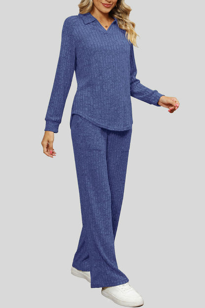Ribbed Long Sleeve Top and Pocketed Pants Set – Uneeque Designzz