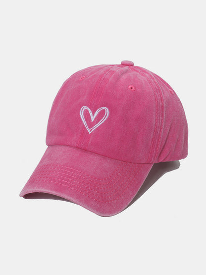 Embroidered Heart Washed Cotton Baseball Cap – Uneeque Designzz