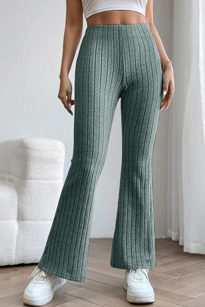Basic Bae Full Size Ribbed High Waist Flare Pants – Uneeque Designzz