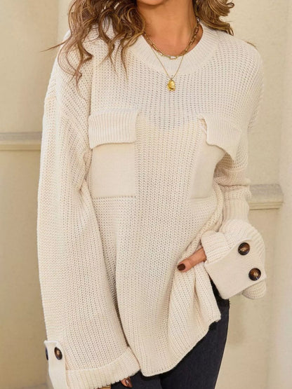 Pocket Detail Round Neck Sweater – Uneeque Designzz