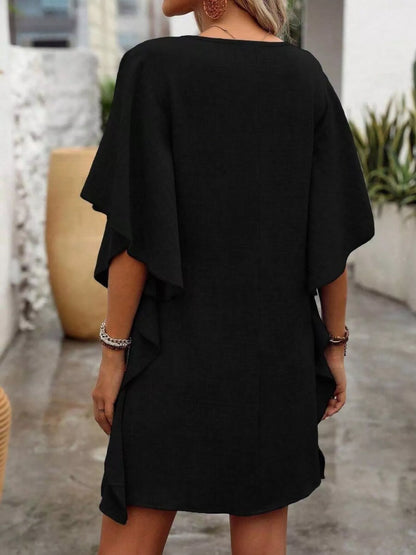 Ruffled Flutter Sleeve V-Neck Mini Dress – Uneeque Designzz