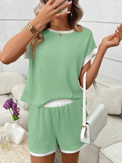 Contrast Trim Short Sleeve Top and Shorts Set – Uneeque Designzz