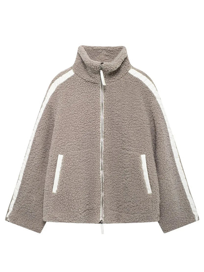 Zip-Up Turtleneck Plush Jacket Long Sleeve Pocketed Top – Uneeque Designzz