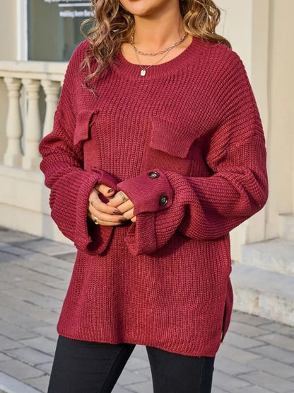 Pocket Detail Round Neck Sweater – Uneeque Designzz