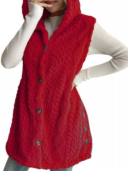 Hooded Button-Up Sherpa Vest Coat – Uneeque Designzz
