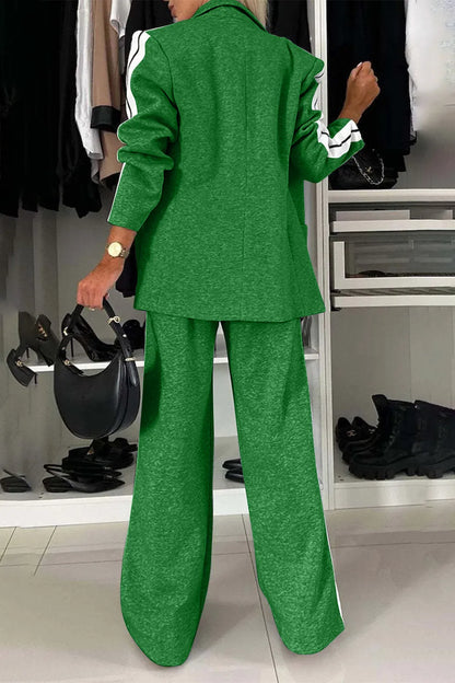 Full Size Contrast Lapel Collar Top and Pants Set – Uneeque Designzz