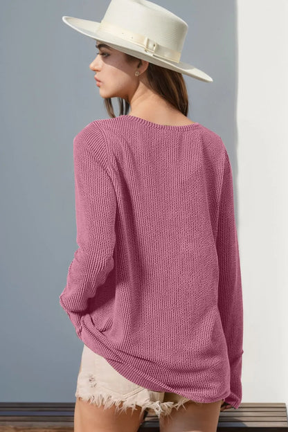 Double Take Full Size Notched Thumbhole Long Sleeve T-Shirt – Uneeque Designzz