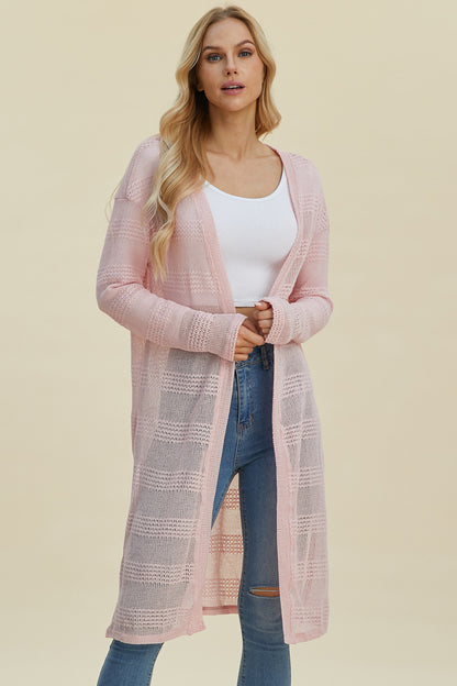 Double Take Full Size Open-Front Longline Cardigan – Uneeque Designzz