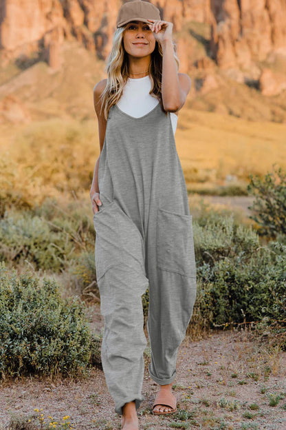 Double Take Full Size V-Neck Sleeveless Jumpsuit with Pockets – Uneeque Designzz
