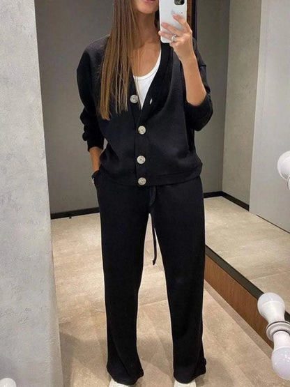 Full Size Button-Up Long Sleeve Top and Pants Set – Uneeque Designzz