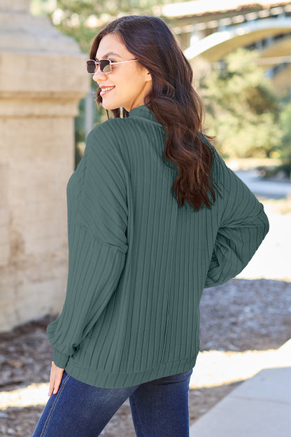 Basic Bae Full Size Ribbed Exposed Seam Mock Neck Knit Top – Uneeque Designzz