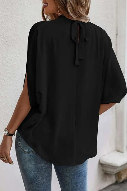 Tie Back Slit Half Sleeve Blouse – Uneeque Designzz