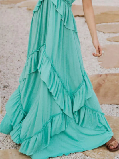 Ruffled Halter Maxi Dress – Flowy & Feminine – Uneeque Designzz