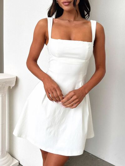 Devine Bow Back Square Neck Mini Dress – Uneeque Designzz