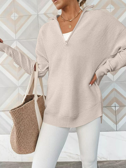 Half Zip Long Sleeve Knit Top – Uneeque Designzz