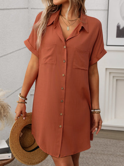 Button-Down Short Sleeve Mini Dress – Uneeque Designzz