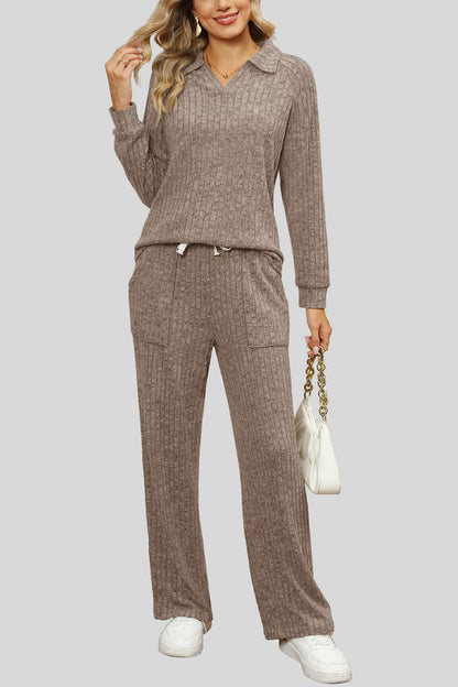 Ribbed Long Sleeve Top and Pocketed Pants Set – Uneeque Designzz