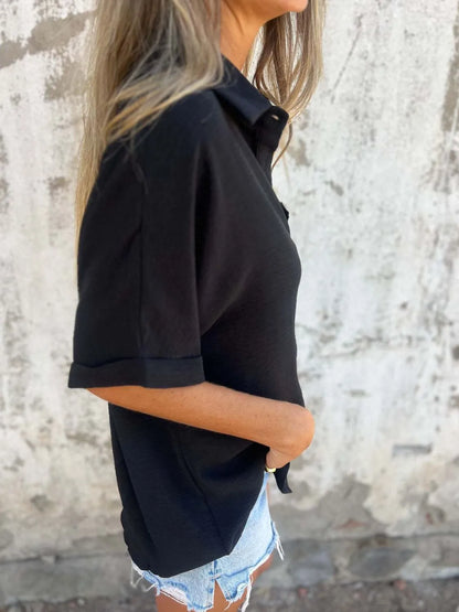 Full Size Collared Neck Half Sleeve Shirt Plus Size – Uneeque Designzz