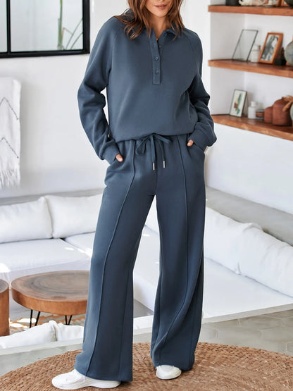 Collared Sweatshirt and High Waist Pants Active Set – Uneeque Designzz