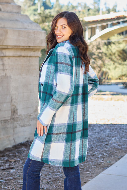 Double Take Full Size Plaid Button-Up Lapel Collar Coat – Uneeque Designzz