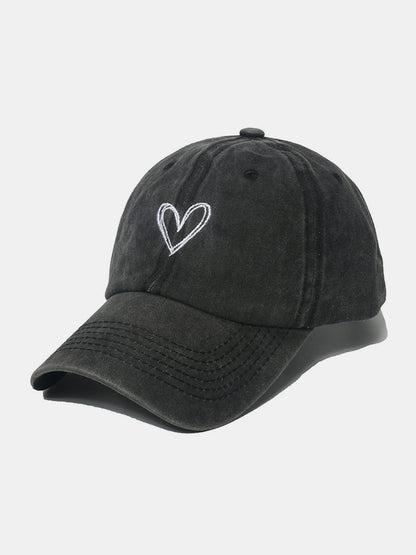 Embroidered Heart Washed Cotton Baseball Cap – Uneeque Designzz