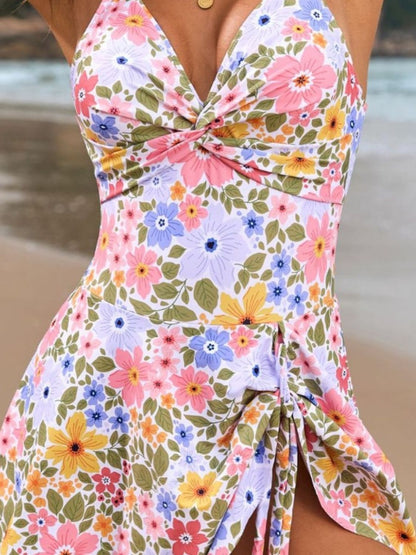Twisted Front Crisscross Double Spaghetti Strap One-Piece Swimwear – Uneeque Designzz