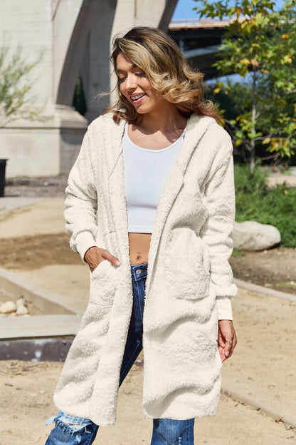 Double Take Full Size Hooded Teddy Bear Jacket with Thumbholes – Uneeque Designzz