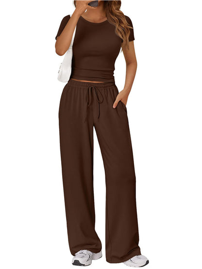 Round Neck Short Sleeve Tee and Pants Set – Uneeque Designzz