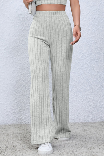 Basic Bae Full Size Ribbed High Waist Flare Pants – Uneeque Designzz