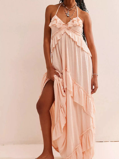 Ruffled Halter Maxi Dress – Flowy & Feminine – Uneeque Designzz