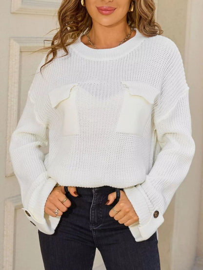 Pocket Detail Round Neck Sweater – Uneeque Designzz