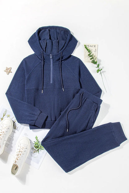 Drawstring Half Zip Hoodie and Joggers Active Set – Uneeque Designzz