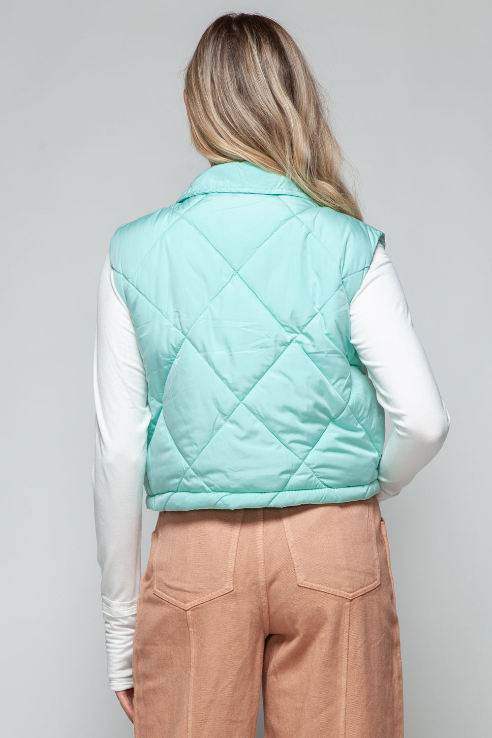 Snobbish Snap Down Quilted Crop Vest