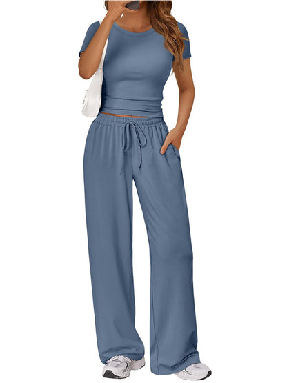 Round Neck Short Sleeve Tee and Pants Set – Uneeque Designzz